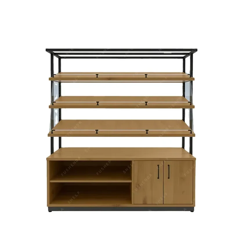 New Modern Style Refrigerated Glass Bread Display Cabinet Wooden Bakery Showcase Rack for Store Commercial Use