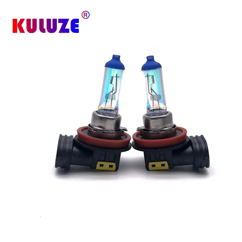2 Pcs H8 Car Lights Fog Lamps Auto Lights Headlight Rainbow Blue Plasma 12V55W Halogen Bulbs