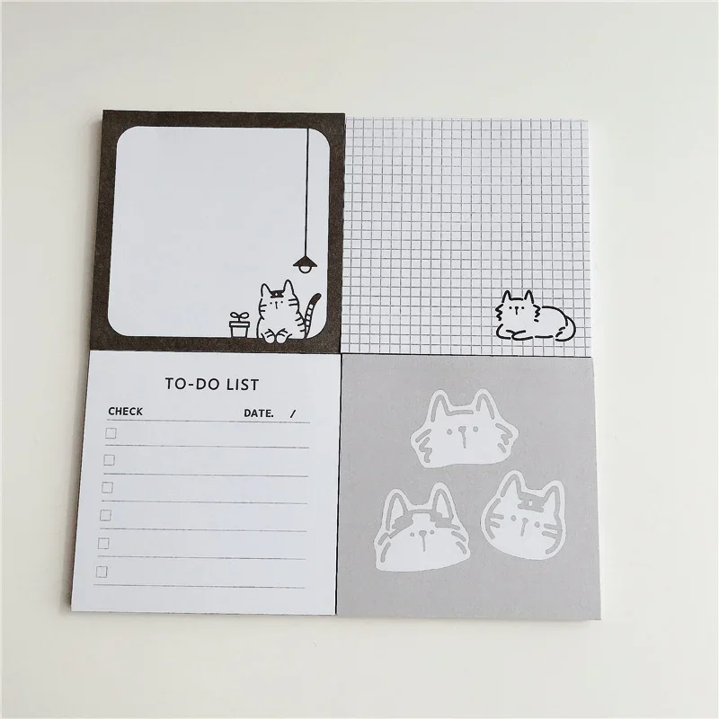 50 Blatt Schreibwaren für die Schule, Cartoon-Motiv, niedliche Katze, Notizblock, einfacher Stil, Kawaii-Nachrichtenpapier, Notizen für Studenten, To-Do-Listen – Detail 3