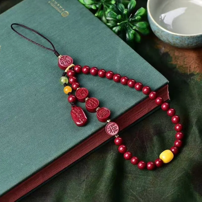 High-content natural purple gold sand peace and joy wrist phone chain