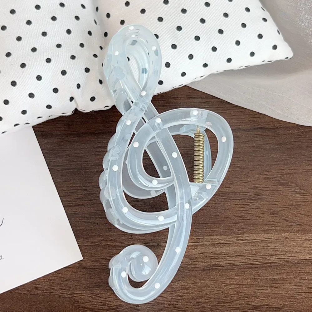 Fashion 13CM Music Note Hair Claw Polka Dot Pattern Oversized Acrylic Shark Clip Hair Accessories Women Girls