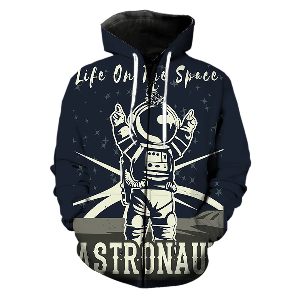 

Cartoon Astronaut Men's Zipper Hoodie Unisex Funny Long Sleeve 2022 Hot Sale Streetwear With Hood Jackets Teens 3D Print Spring