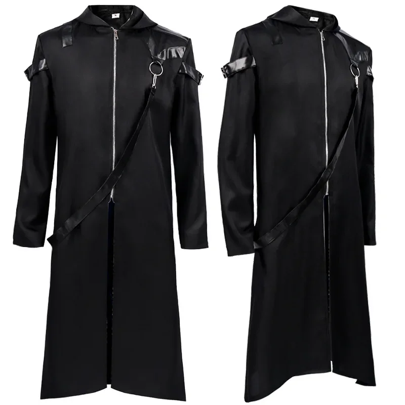 

Medieval Man Gothic Dark Long Hooded Coat