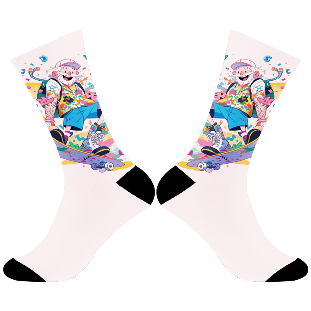 New Custom Kawaii Print Socks for Women Men Stretch Summer Autumn Winter Crew Socks Christmas