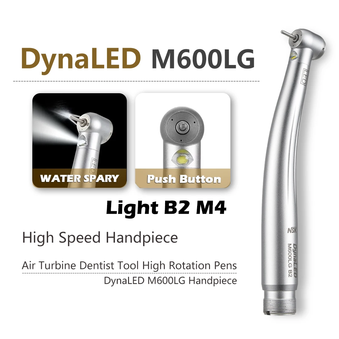 NSK DynaLED M600LG Handstuk met Licht B2 M4 Drukknop Hoge Snelheid Handstuk Luchtturbine Tandarts Tool Hoge Rotatie Pennen