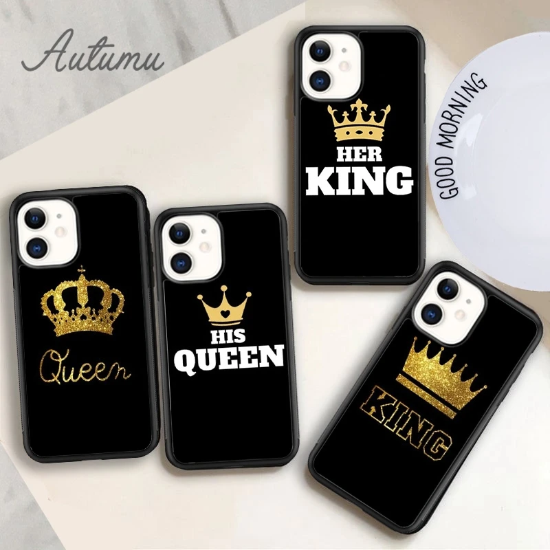 Couples Her King His Queen Phone Case for iPhone 15 16 SE2020 11 12 13 14 Pro Max mini 6 7 8 Plus Cover coque Fundas Shell