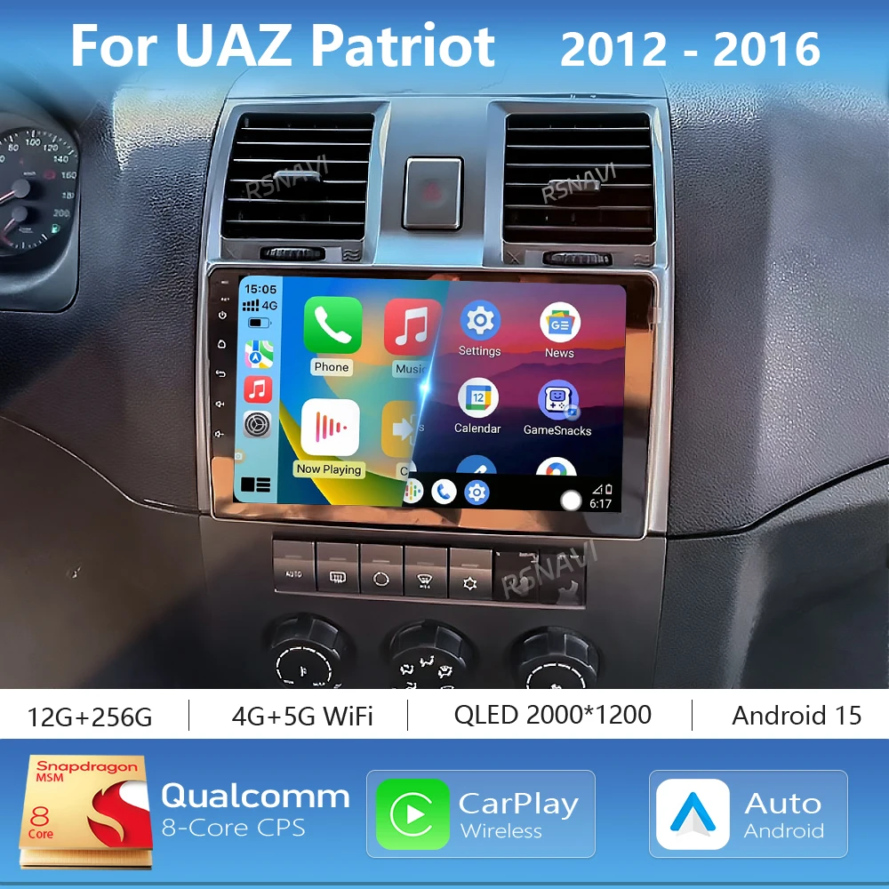 

Android 16 Carplay Auto 2K Screen Player Car Radio BT Multimedia For UAZ Patriot 2012 - 2016 Autoradio GPS Stereo 2Din Head Unit
