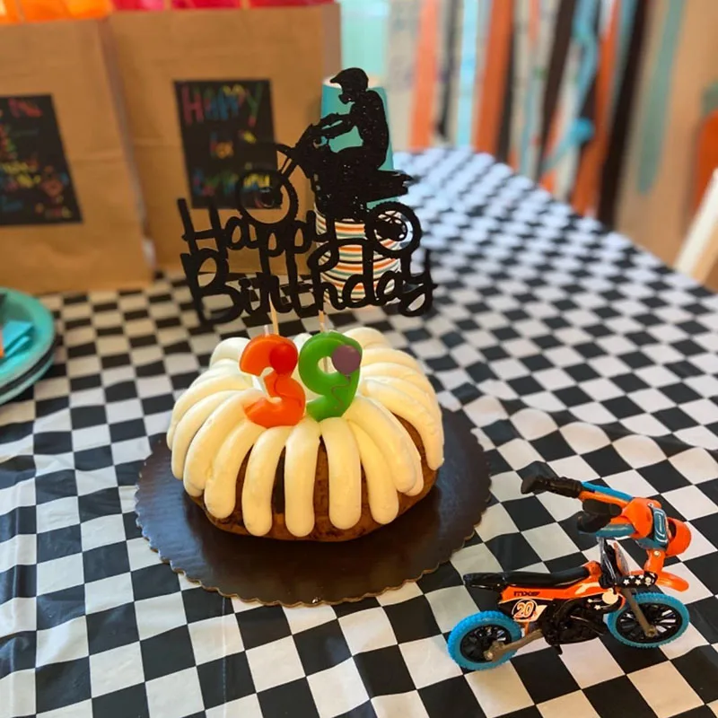 Motocross-Geburtstagsparty-Dekoration, Kuchen-Cupcake-Topper, Motorrad-Banner, Kuchendekoration für Geburtstagsparty-Zubehör für Männer oder Jungen – Detail 4