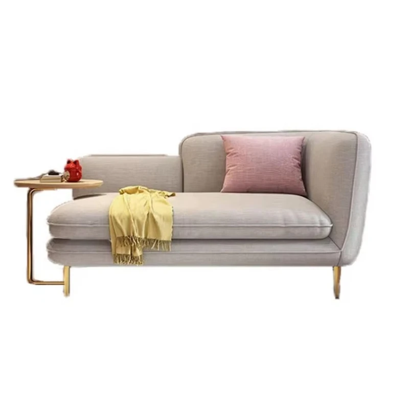

High-quality modern living room velvet double sofa with side table