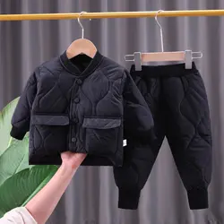 Nuovo inverno autunno bambini ragazzi vestiti manica intera parka pantaloni 2 pz/set cotone caldo tuta da sci abbigliamento per bambini tute per bambini