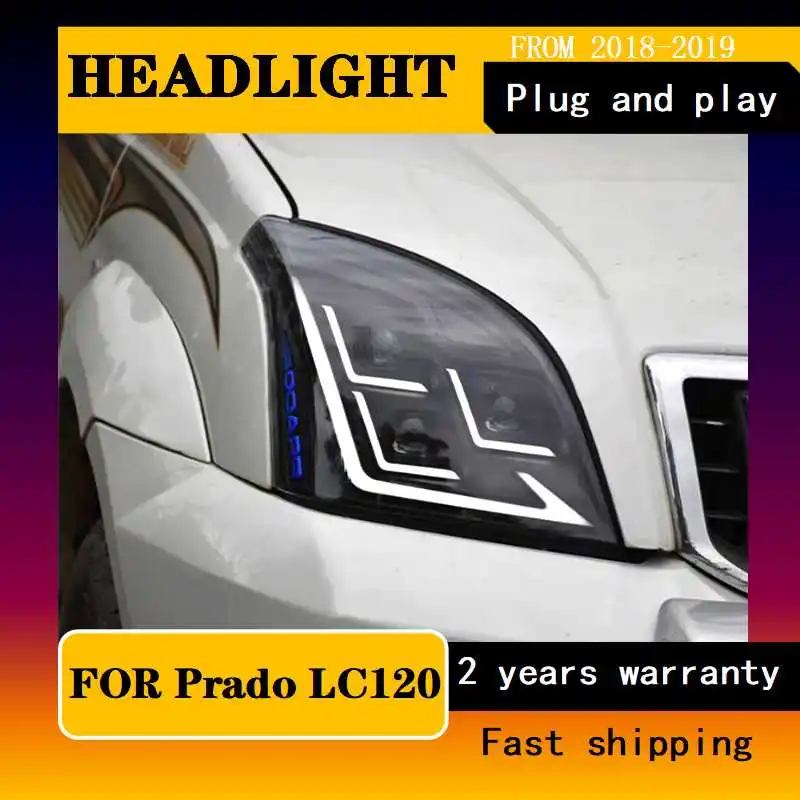 Car Styling for Head Lamp for Toyota Prado LED Headlight 2003-2009 Headlights LC120 DRL Turn Signal High Beam Angel Eye Projecto