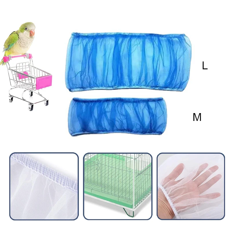 Universal Bird Cage Catcher Guard Net Cover Parrot Nylon Mesh Net Cover Airy Cage Net Stretchy Skirt for Round Square Cages