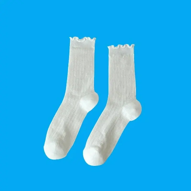 5/10 Pairs Mid-Tube Spring and Summer Socks Women's Thin Breathable Mesh MIU Style Lolita Socks White Stacked Socks Lace Socks