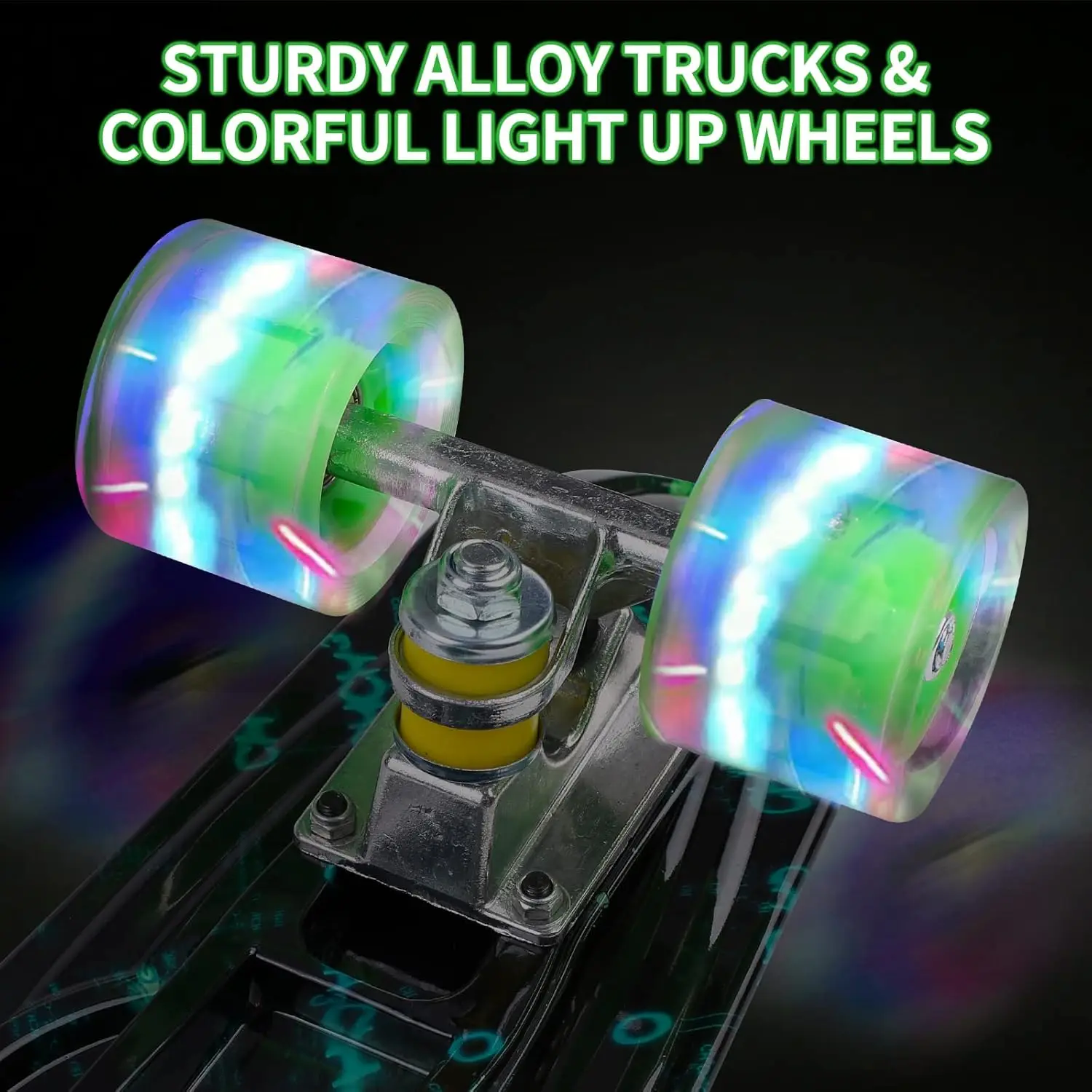 لوح تزلج صغير كامل مقاس 22 بوصة للأطفال مع عجلات وأداة وامضة ملونة، هدية مثالية