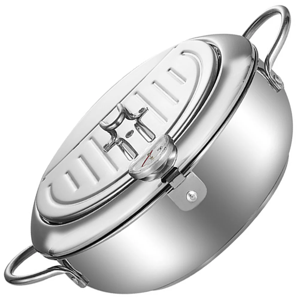 

Mini Deep Fryer Stainless Steel With Oil Drainer Filter Thermometer Tempura Pot For Home Kitchen Restaurant Use