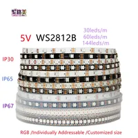 1m/5m WS2812/2812B Led Strip DC5V SMD5050 Individually Addressable Smart RGB Led Light Strip Tape Black/White PCB IP30 IP65 IP67