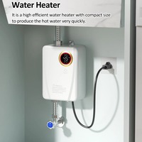 3500W 220V Instant Water Heater Mini Tankless Instant Hot Water Heater Bathroom Kitchen Washing with Digital Temperature Display