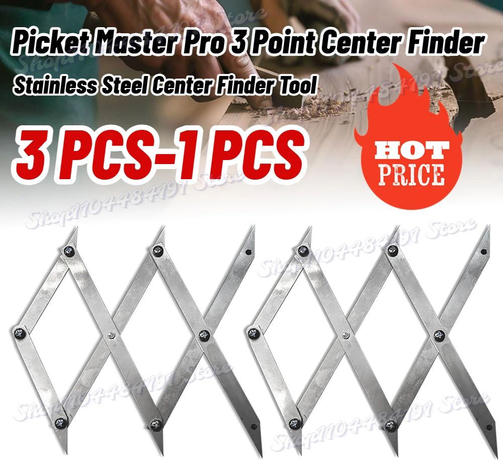 

2025 Picket Master Pro 3 Point Center Finder for Precise Measurements,Woodworking Center Finder Marking Tool,Center Point Finder