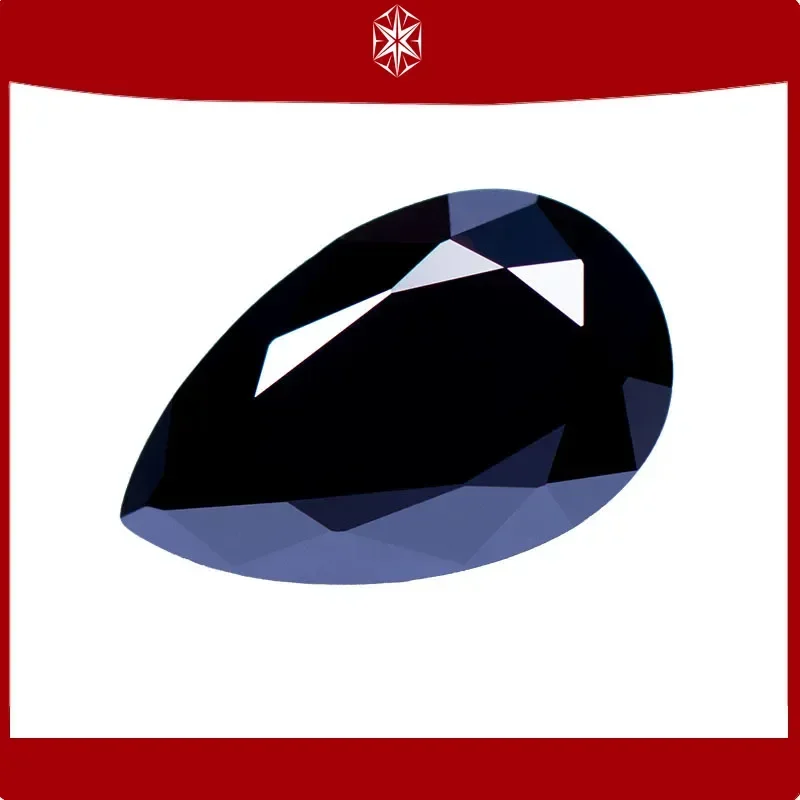 Moissanite Gemstone Primary Color Pear Cut Black Lab Grown Diamond for Advanced Jewelry Making Materials with GRA Certificate