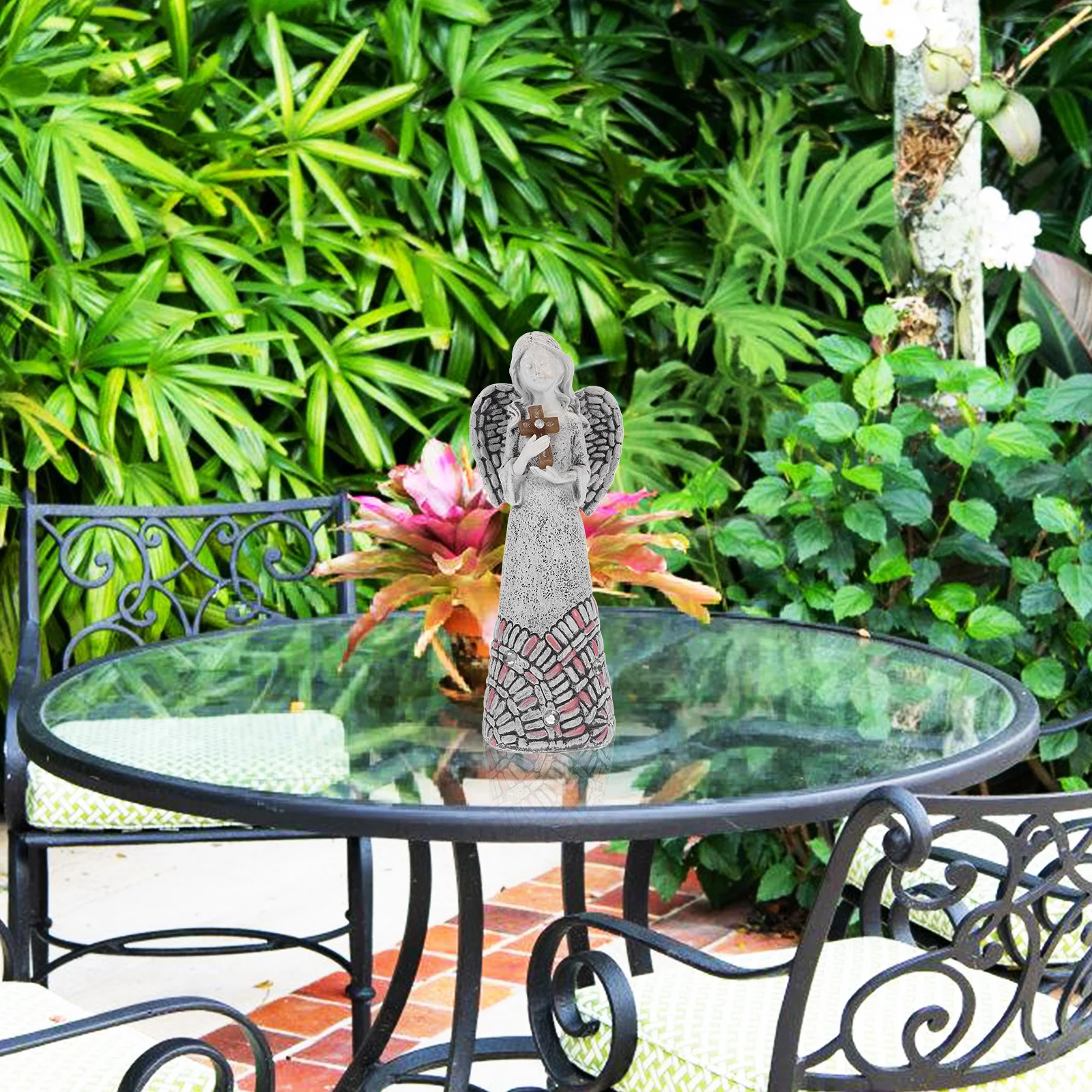 

Angel Girl Ornaments Resin Sculpture Statue Solar Powered Home Furnishing Decor Angel Figurine Mini Desktop Craft