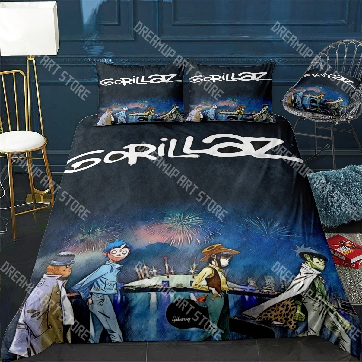 

Music Band Gorillaz Bedding Set Anime Duvet Covers Double Bed Twin Size Bedding Quilt Cover Cartoon Children's Bed Set for Home