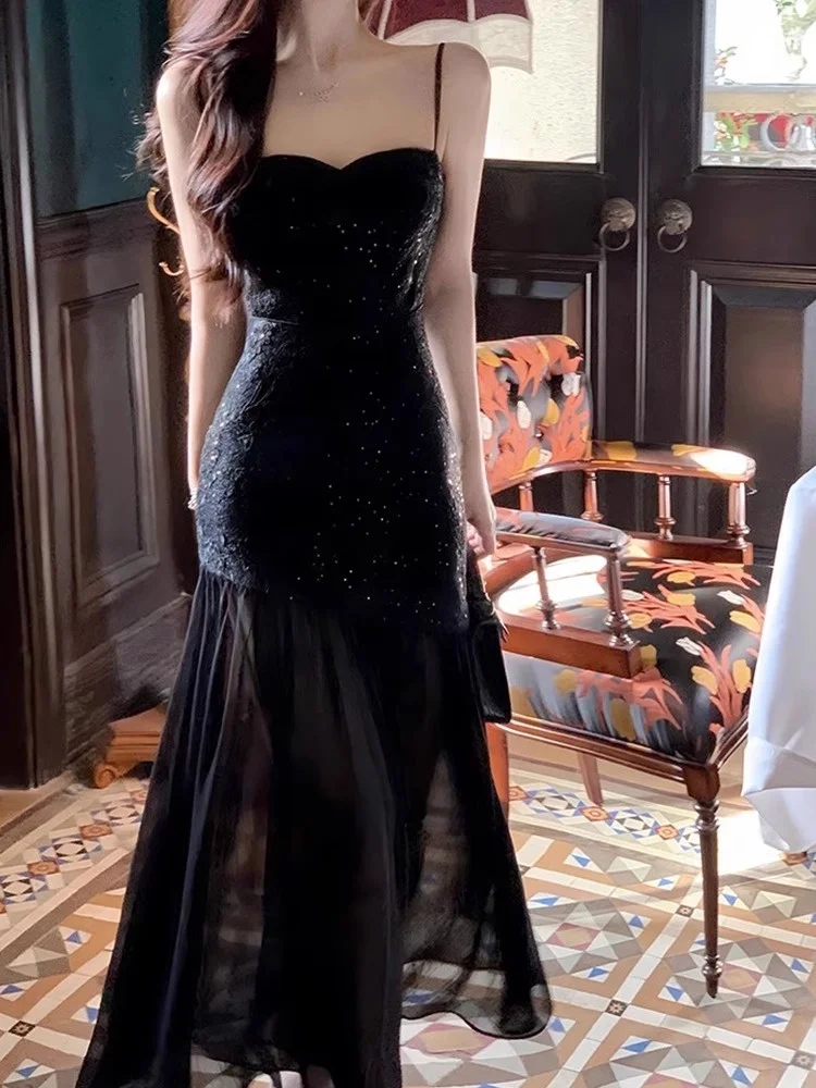 

Ele Bla Gown Sexy Strapl Evening Dr for Women Glitter High Waist Long Skirt Wedding Anniversary Birthday Par Dr