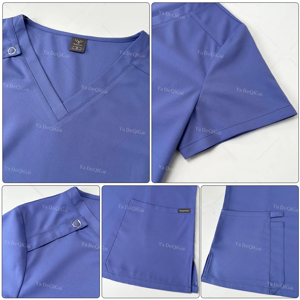 Uniformes médicos de enfermera para mujer, ropa quirúrgica de tela de alta gama, ropa de trabajo de enfermería, Tops elásticos, pantalones, moda de verano