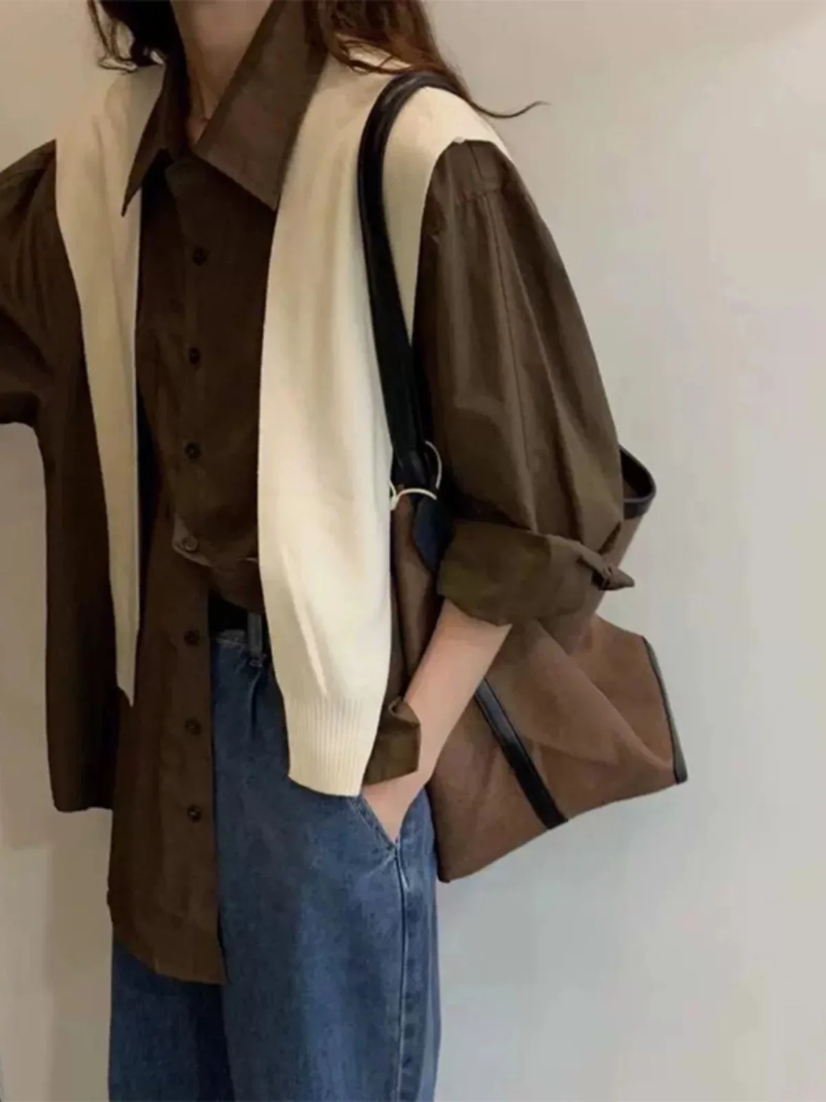 

plus Size 300 Pounds Fashionable Casual Long Sleeve Shirt Loose Fit Autumn Loose Slimming Shirt Trendy Lazy Style Women's Clo...