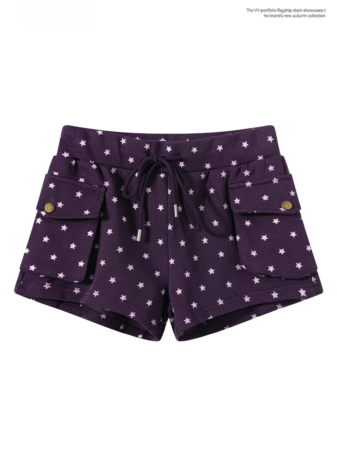 

Slim Fit Star Print Base Layer Shorts Women's Casual Sporty Outerwear Purple Summer Pants Comfortable Elastic Waist