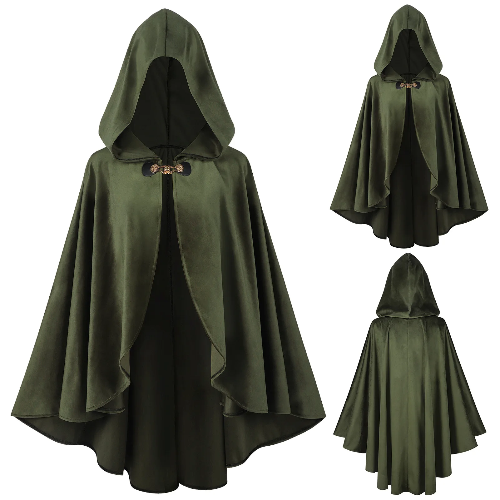 

Halloween Women's Cosplay Costumes The Middle Ages Vintage Cape Male Knight Hooded Cloak Carnival Party Outfit 100CM Long Robe