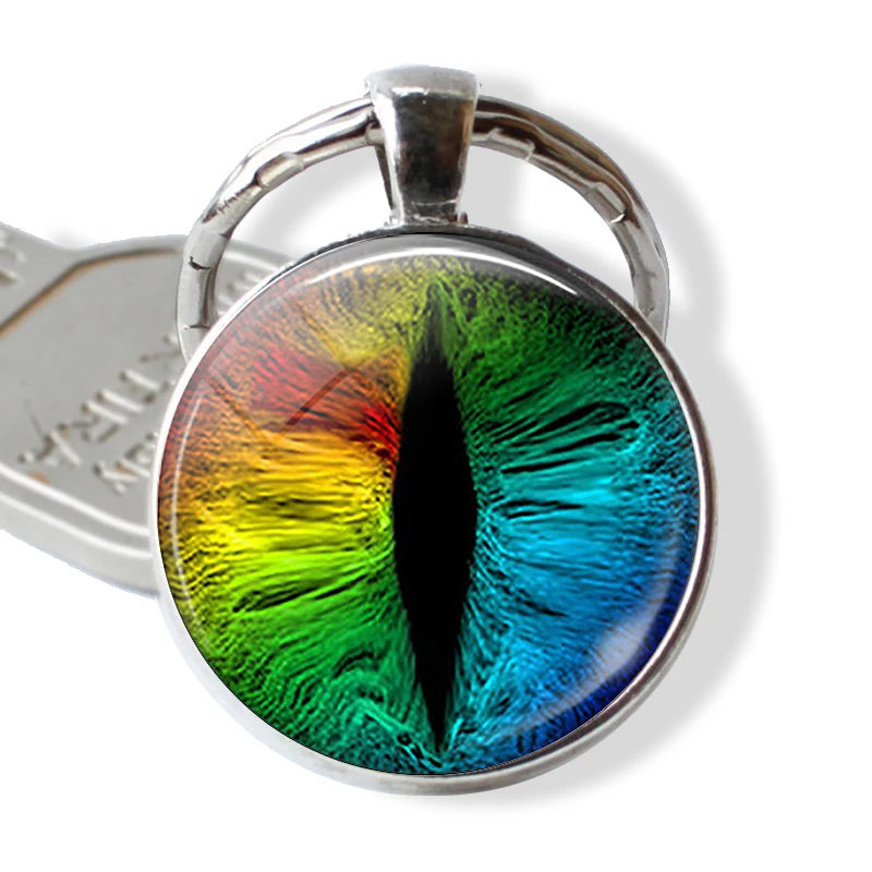 Frost Dragon Eye Resin Keychain Dragon Jewelry, Dragon Keyring Charm Cabochon Glass Gift Dragon Key Chain Ring