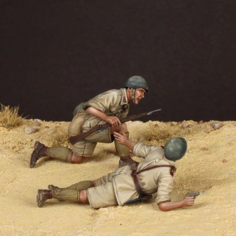 Kit de figuras de resina a escala 1/35, modelado militar del norte de África, estatuilla para 2 personas, juguete en miniatura diy sin montar sin pintar