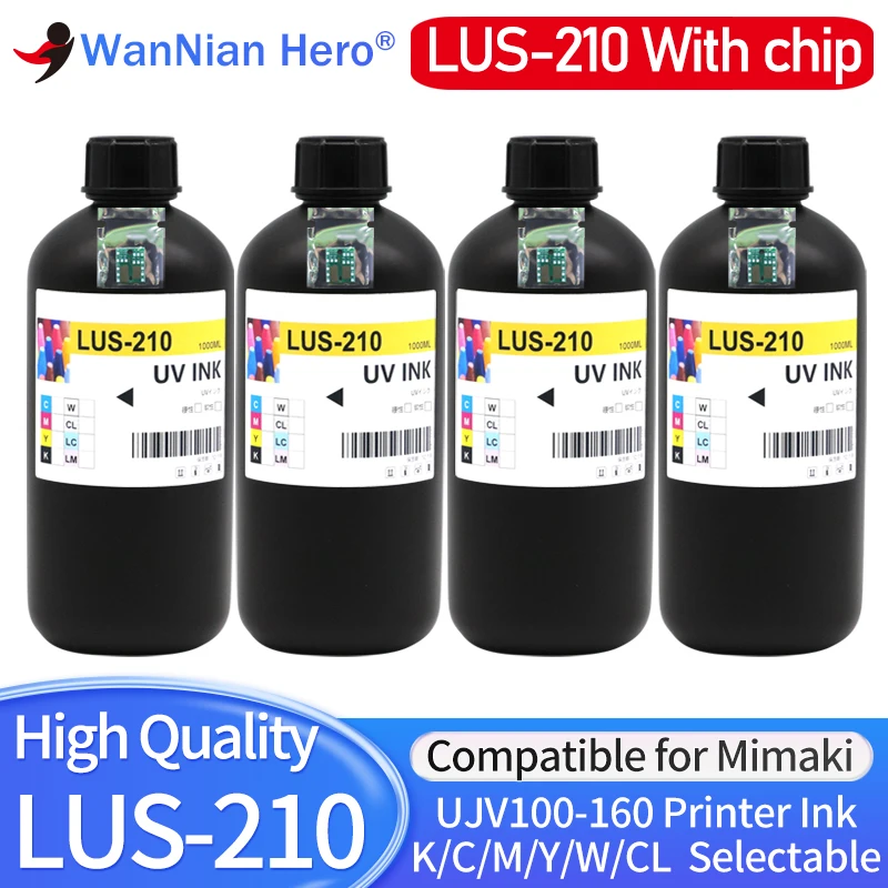 1000ML LUS-210 LUS210 Compatible Replace Ink UV Ink for Mimaki LUS-210 UV Ink For Mimaki UJV100-160 Printer With Chips soft