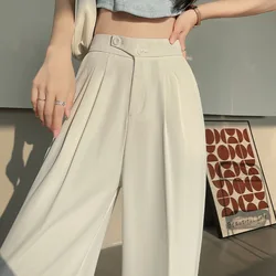 Women‘s High Waist Wide Leg Pants for Women Loose Straight Leg Trousers Office Ladies Casual Daily Wear Female Summer Streetwear