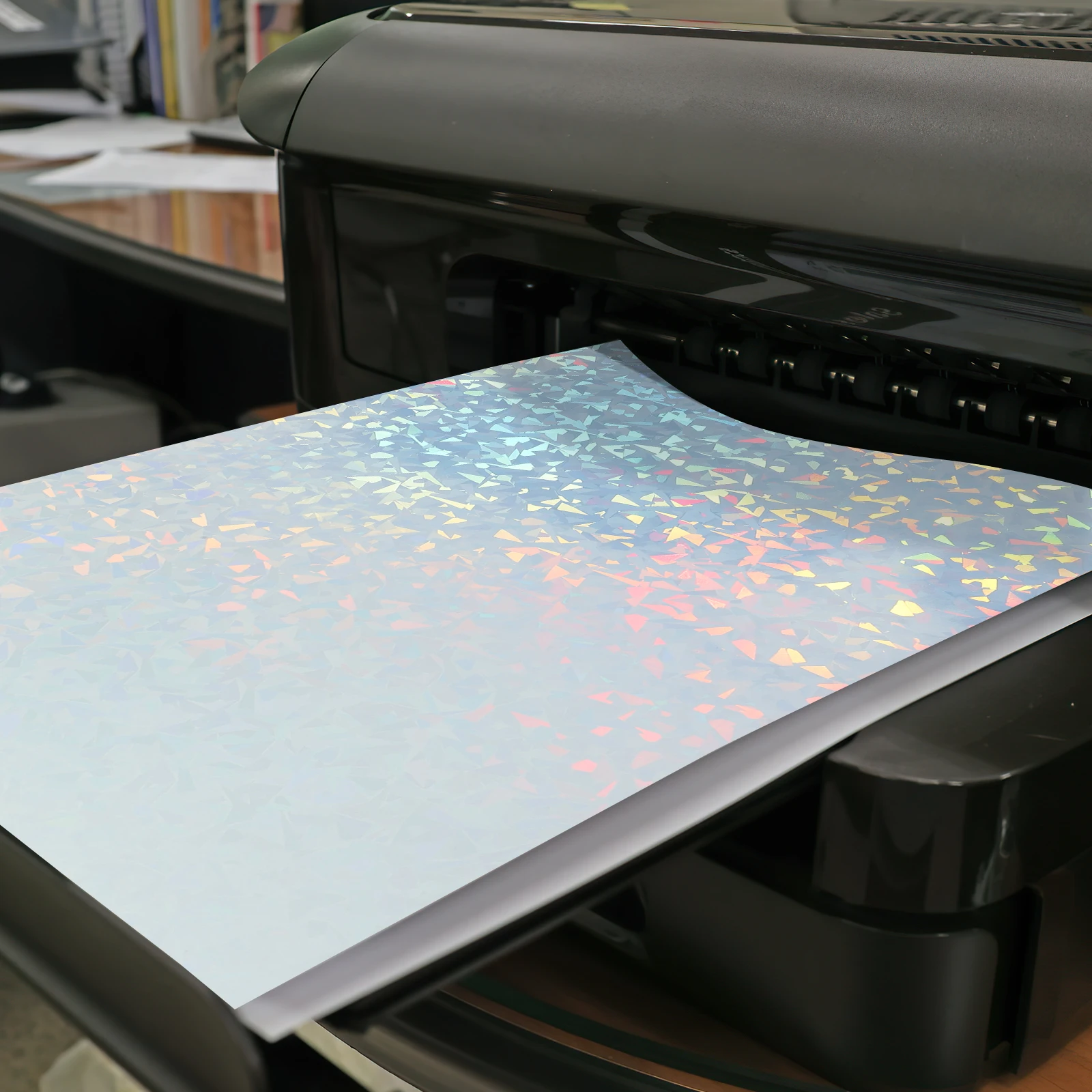 

Vinyl Sticker Paper Printable Holographic Bright PVC for Printer Light Weight Portable Office Supplies Cardboard Display