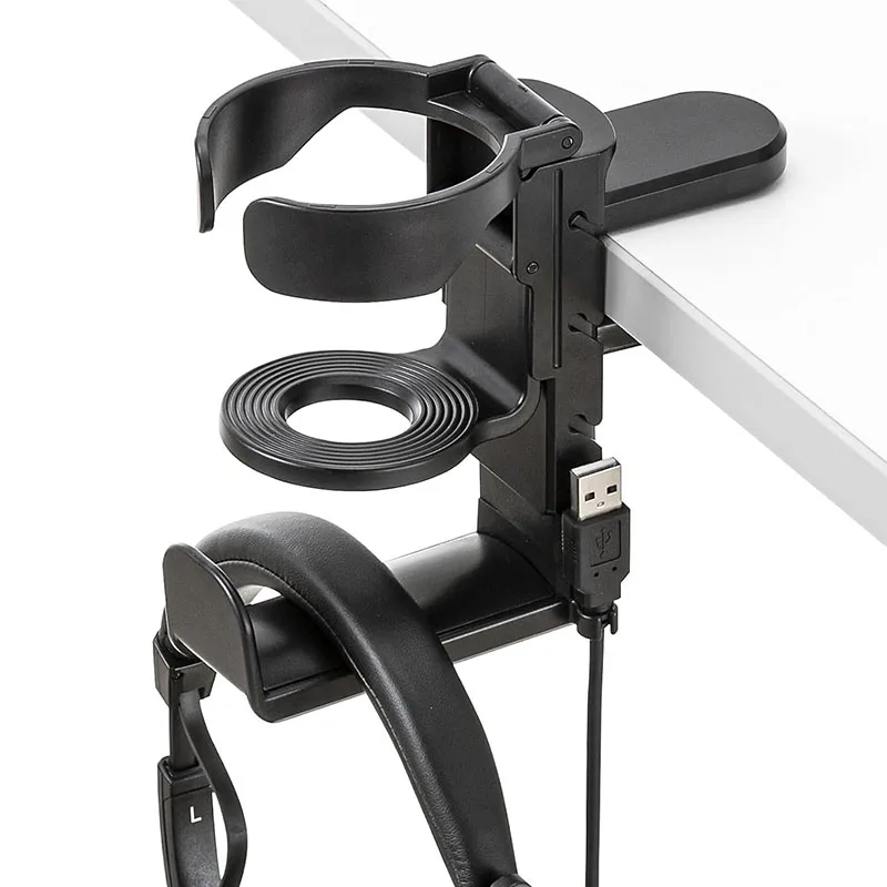 Desk Cup Holder with Headphone Hanger Holder, Rotation Stand Hook Suitable for Coffee Mups, Water Cups, Bag, Headphone