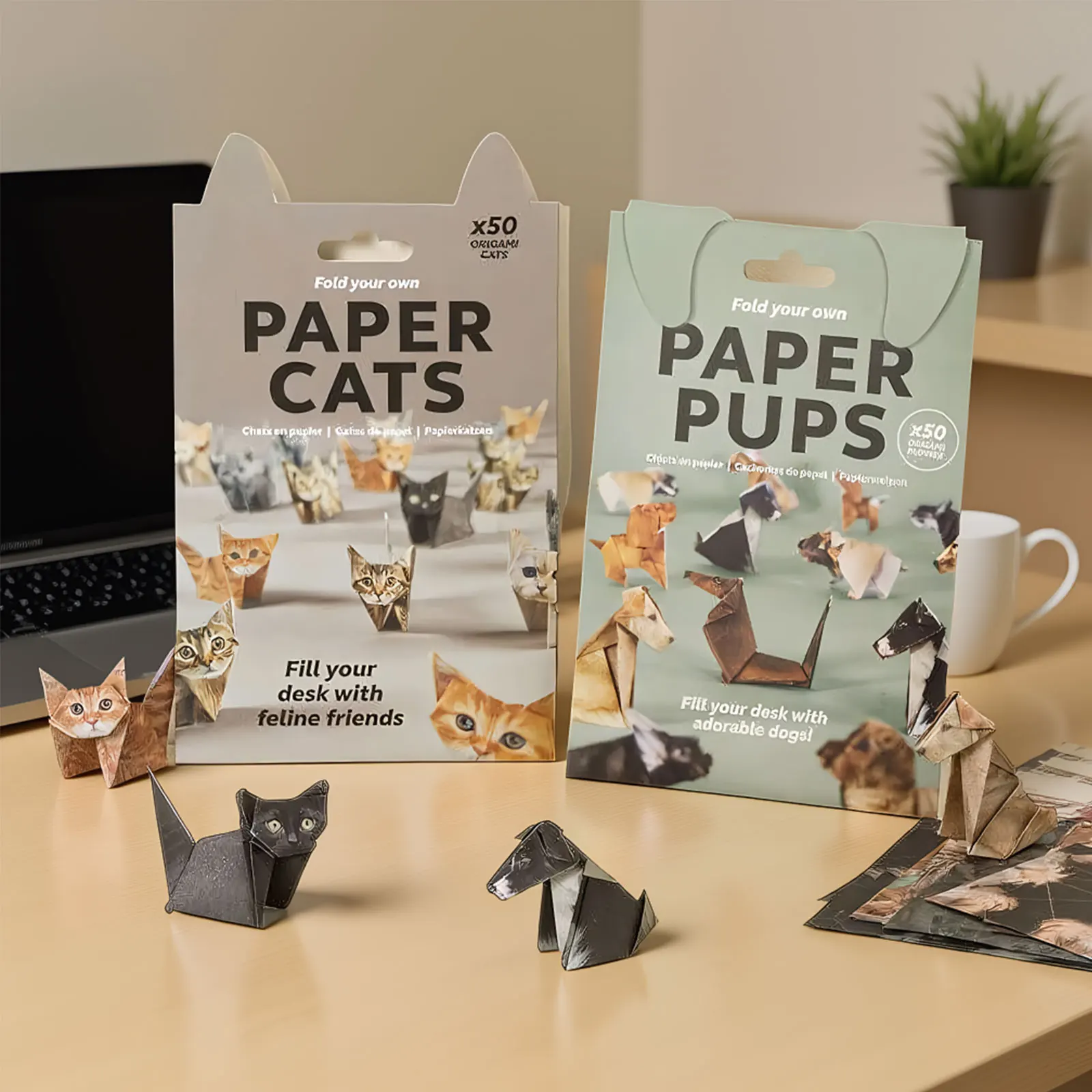 Cats Handmade DIY Paper Creative DIY Paper Cat Dog Dinosaur Folding Animal Folding Craft Paper Set for Adult Kids Cat Lover Gift