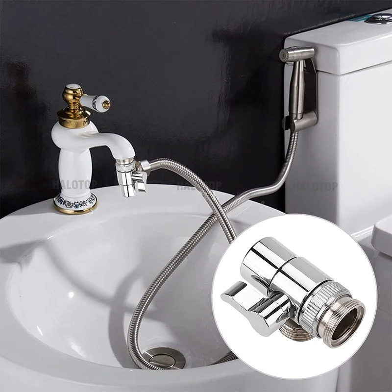 Universal Alloy Faucet Switch Adapter Kitchen Sink Splitter Diverter Valve Water Tap Connector for Toilet Bidet Shower Bathroom