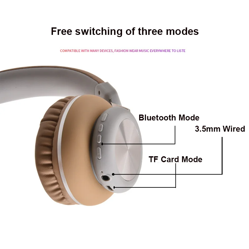 Wireless Bluetooth 5.0 Headphones TF Card Wired Mode Headset Sports Hifi Stereo Music Super Bass Foldable Earphones For PC Phone