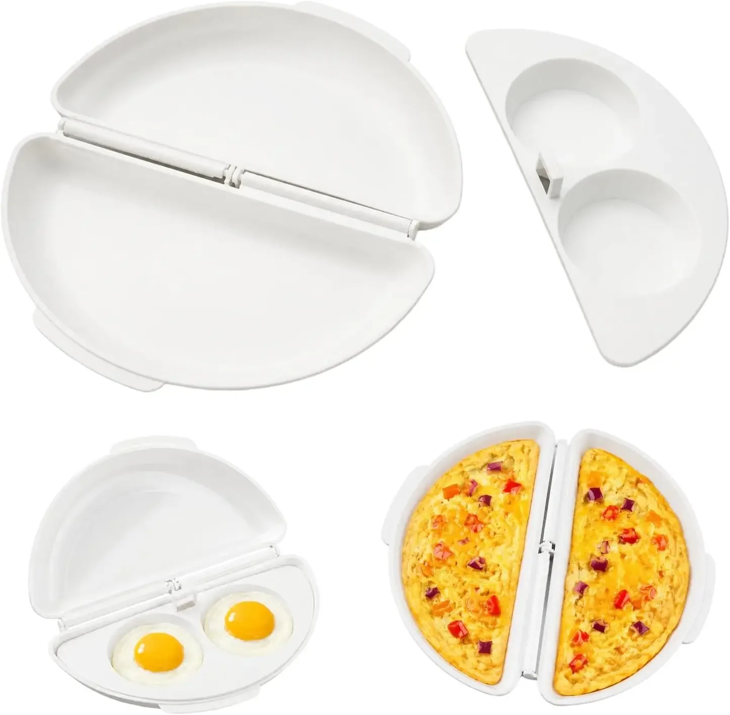 White Microwave Omelette Egg Maker Tray Non-toxic Eggs Steamer Box Egg Cooker Egg Poacher Kitchen Cooking Tools