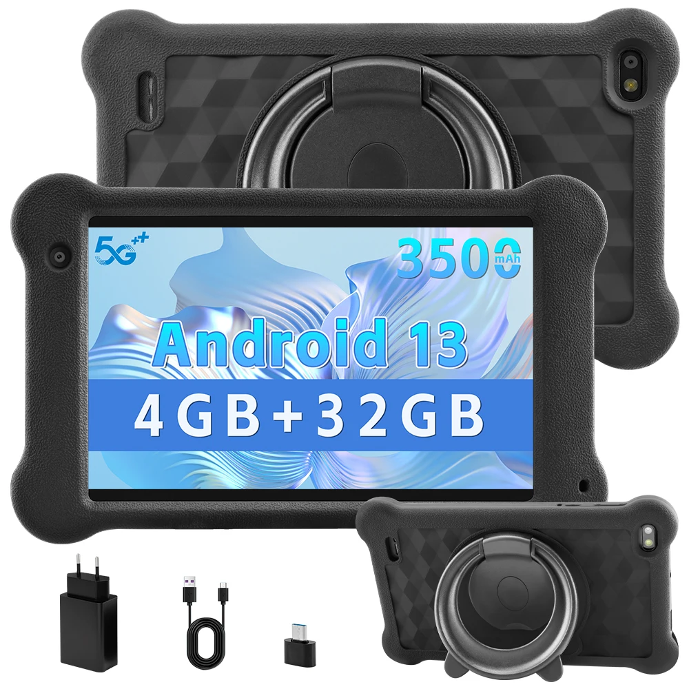 ANRY Q99 Kids Tablet 7 inch Android 13 4GB RAM 32GB ROM 3500mAh 2+5MP Camera WiFi With EVA Shockproof Case Tablet for Children