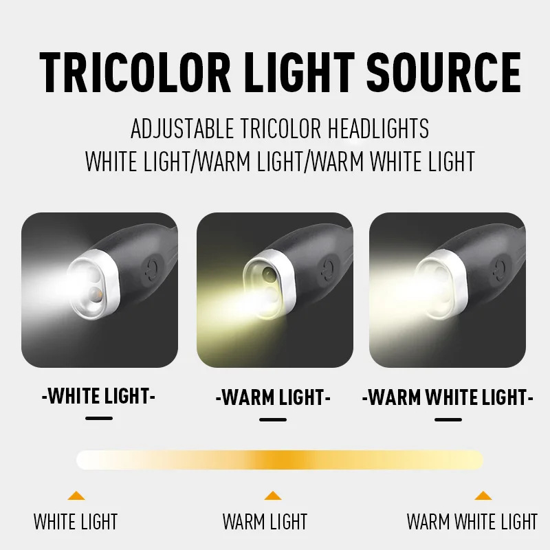LED Reading Neck Lamp USB Charging Indoor Study Book Light Flashlight Night Running Walking Knitting Camping Portable Light