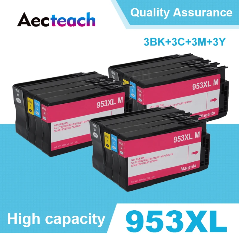 Aecteuck kompatybilny 953 XL wkład atramentowy dla HP953 Officejet Pro 7740 8218 8710 8715 8719 8720 8730 8725 8718 8210