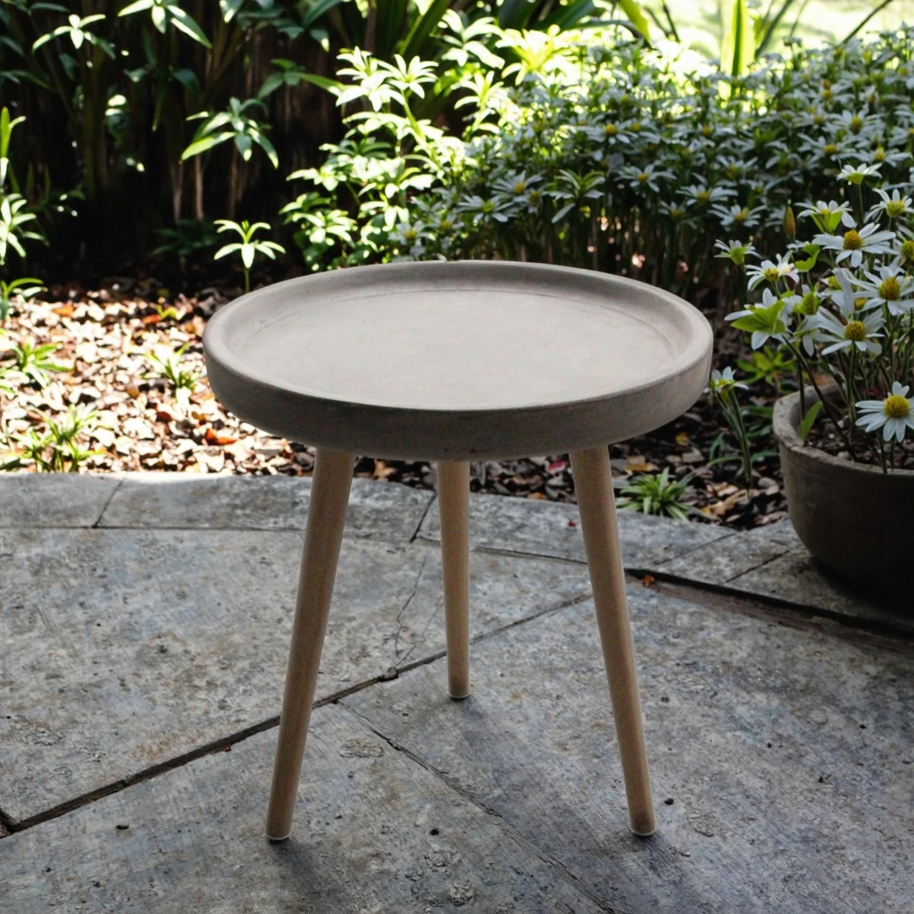 Moderner runder Couchtisch mit dekorativen Beinen aus Kiefernholz für Wohnzimmer, Garten oder Küche, Wohnmöbel