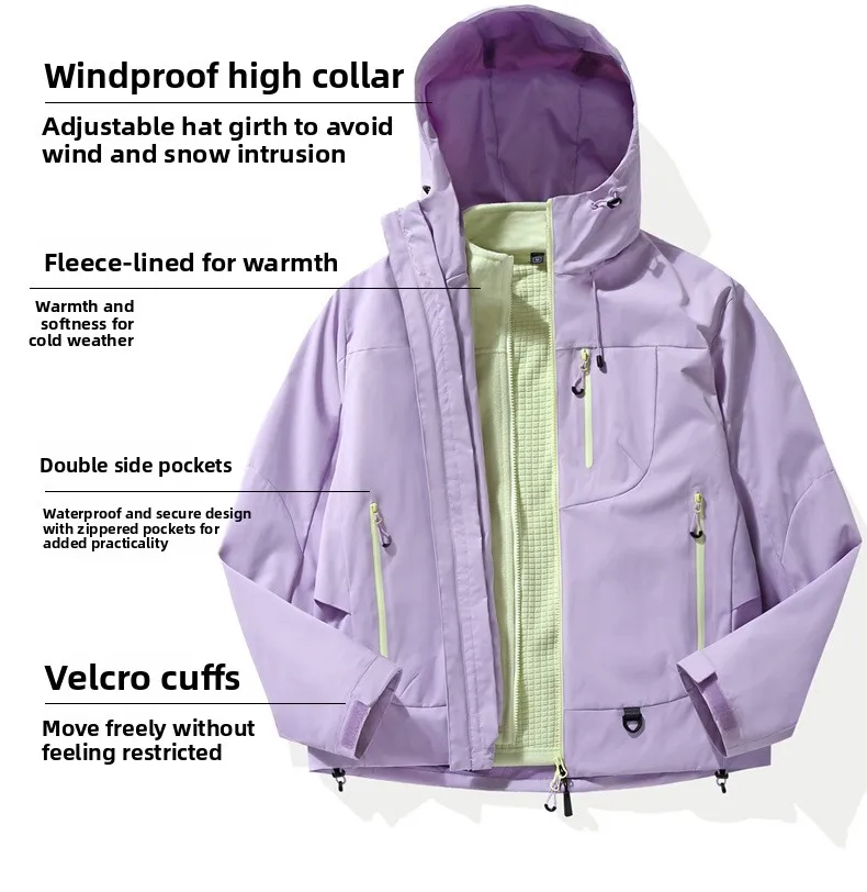Wind- und wasserdichte Outdoor-Jacken zum Wandern, Camping, Angeln, Bergsteigen, mit Fleece gefütterte, wind- und wasserdichte Mäntel – Detail 11
