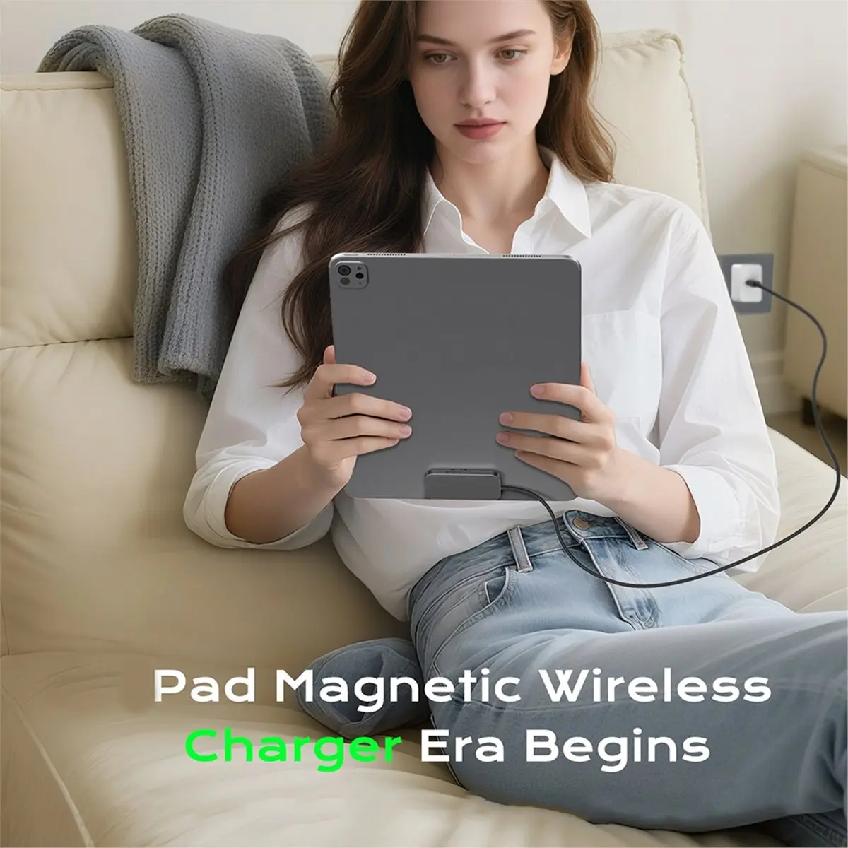[VALUE PACK]Magnetic Wireless Charger for Pro/Air 12.9in Fast Charging Smart Connector Charger USB-C Cable(Adapter Not)