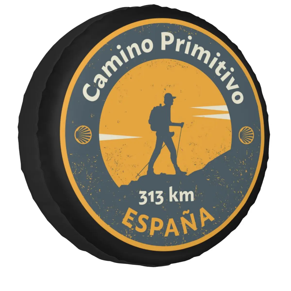 Camino De Santiago Scallop Shell Spare Tire Cover for Pajero Spain Primitivo 4WD SUV Car Wheel Protector 14