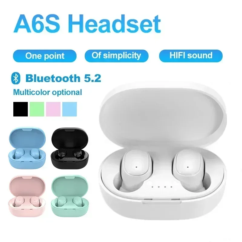 TWS Bluetooth Earphones Wireless Bluetooth Headset Noise Cancelling Headsets With Microphone A6S Headphones for SmartPhone