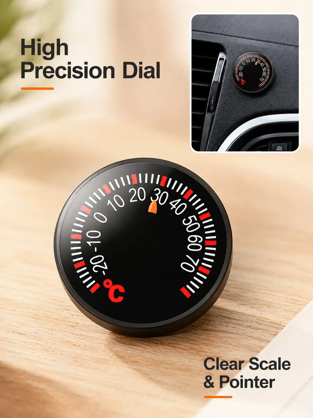 1Pc Mini Car Thermometer Battery Free Mechanical Gauge 27mm Dashboard Temperature Monitor Decor for Sedan SUV Truck Interior