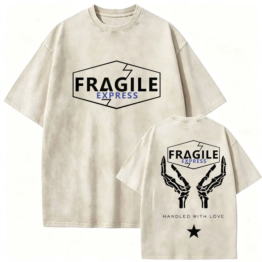 Game Death Stranding Fragile Express Vintage Washed T Shirt Men's Women Fashion High Quality Print Cotton Short Sleeve T-shirts